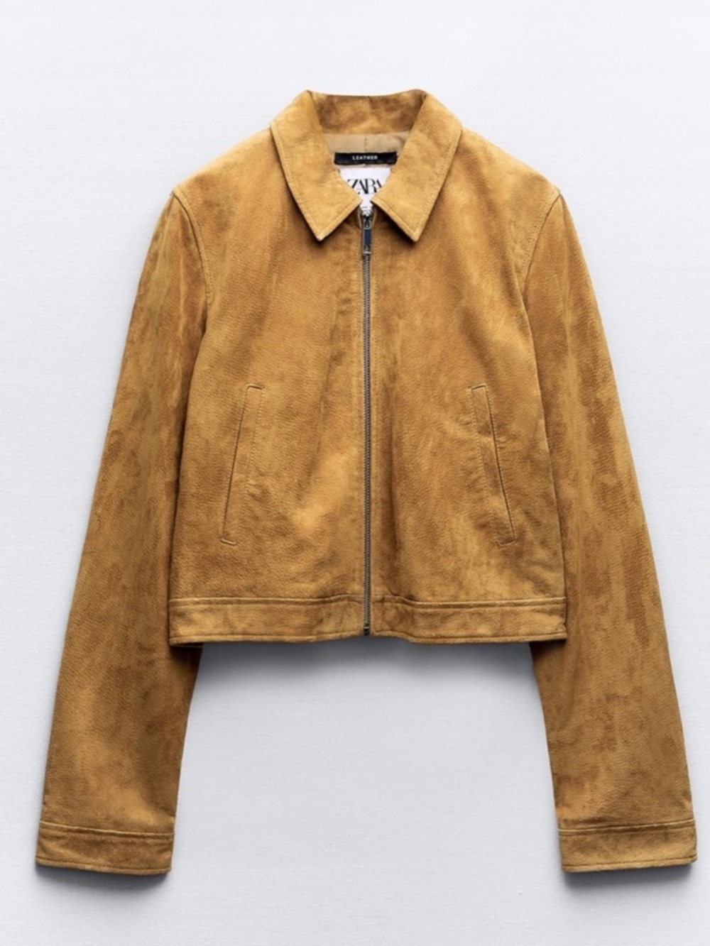 Zara GENUINE SUEDE LEATHER JACKET. Light Camel. Size XXL. New with Tags